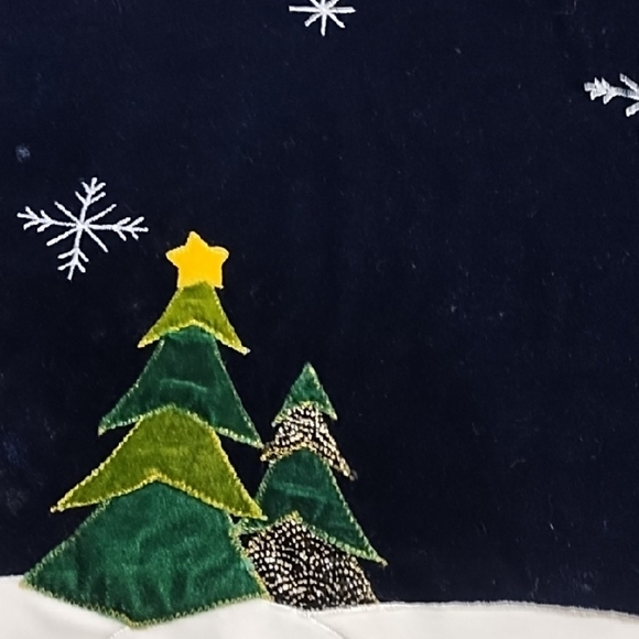 Festive Velvet Appliqued Snowman Tree Skirt Dark Navy - Picture 10 of 14